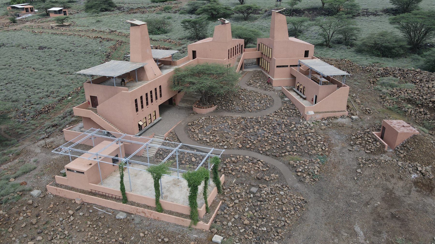 The campus beside Lake Turkana, from the air